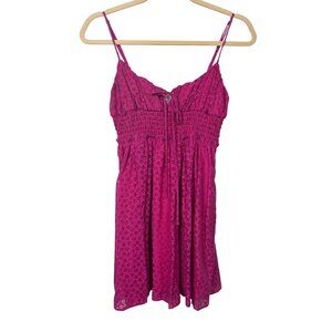 Urban Outfitters XS Pink Floral Smocked Sleeveless Mini Dress Barbiecore Artsy